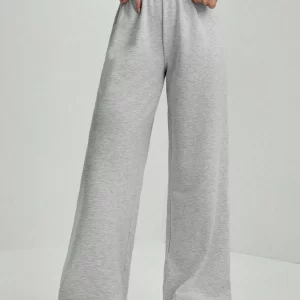 Women's Letter Patched Pocket Wide Leg Pants, Casual Comfy Elastic Waist Trousers for Fall & Winter, Women's Bottoms