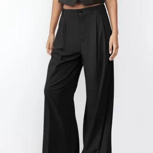 Women's Solid Wide Leg Pants, Elegant Comfy Trousers for Work Office Business, Ladies Bottoms for All Seasons